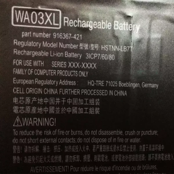 Pin Laptop HP WA03XL - Hình ảnh 3