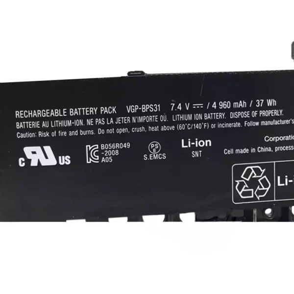 Pin Laptop SONY VGP-BPS31 - Hình ảnh 3