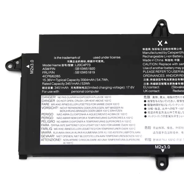 Pin Laptop Lenovo Thinkpad X13 Gen 2 20XH 20XJ - Hình ảnh 3