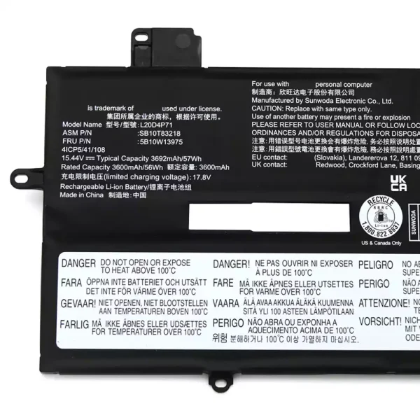 Pin Laptop LENOVO Thinkpad X1 Carbon 9th 10th Gen 2021 2022,Thinkpad X1 Yoga 6th 7th Gen 2021 2022 - Hình ảnh 3