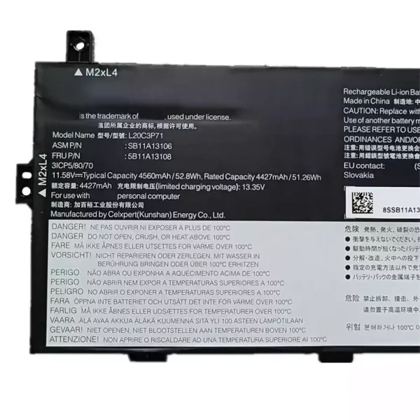 Pin Laptop LENOVO X13 Yoga G2,SB11A13105 SB11A13106 5B11A13107 5B11A13108 - Hình ảnh 3