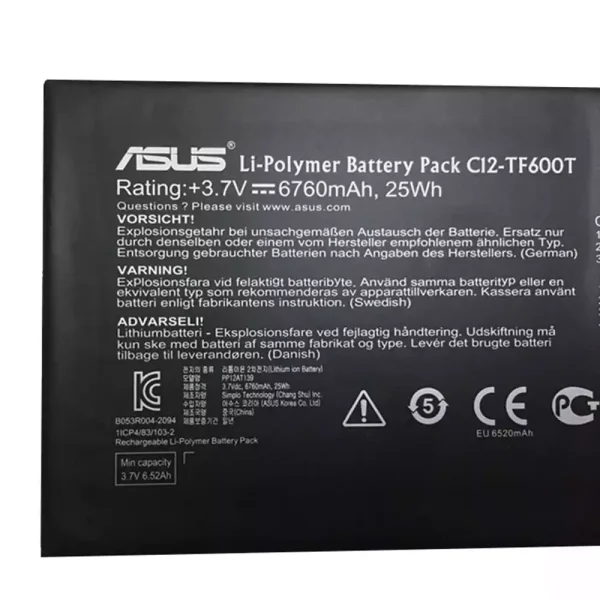 Pin máy tính bảng ASUS C12-TF600T,VivoTab RT TF600T TF600TG - Hình ảnh 3