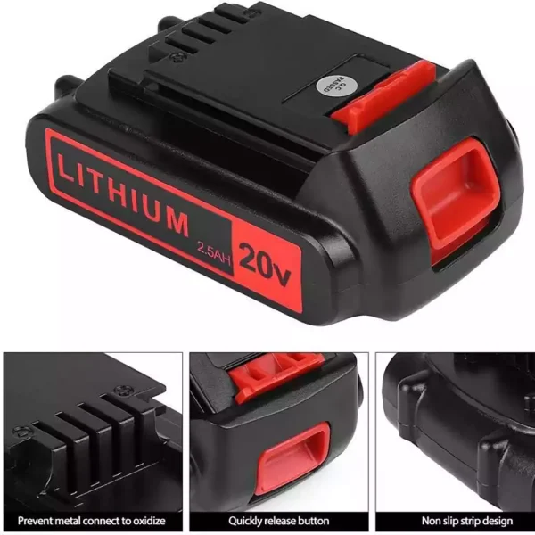 20V 2.5Ah Pin thay thế cho Black&Decker LBX4020 LBXR20 LBXR20B LBXR20-OPE LBXR2020 LB20 LBX20 LB2X4020 - Hình ảnh 2