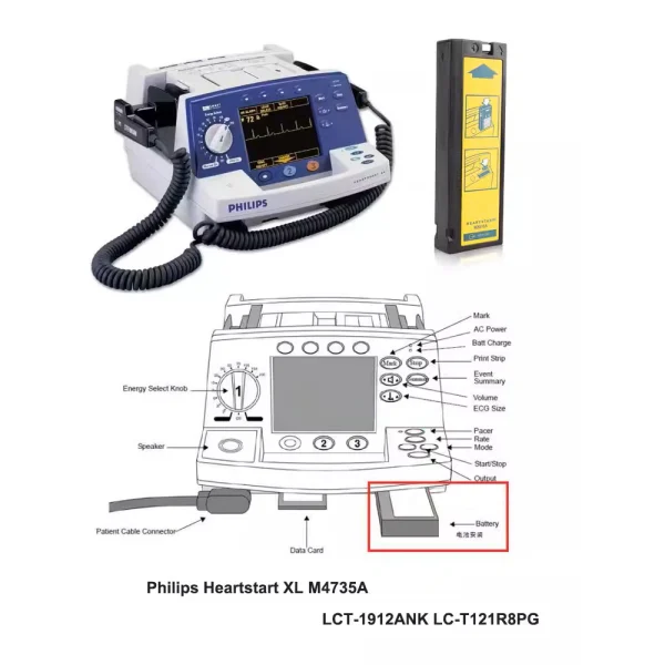 Pin Philips Heartstart M4735A M3516A LCT-1912ANK LC-T121R8PG - Hình ảnh 4