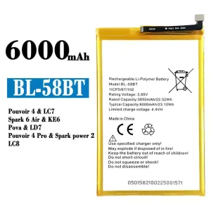 Pin BL-58BT Thích hợp cho Tecno Pouvoir 4 / Pouvoir 4 Pro/ Spark 6 Air / Spark power 2